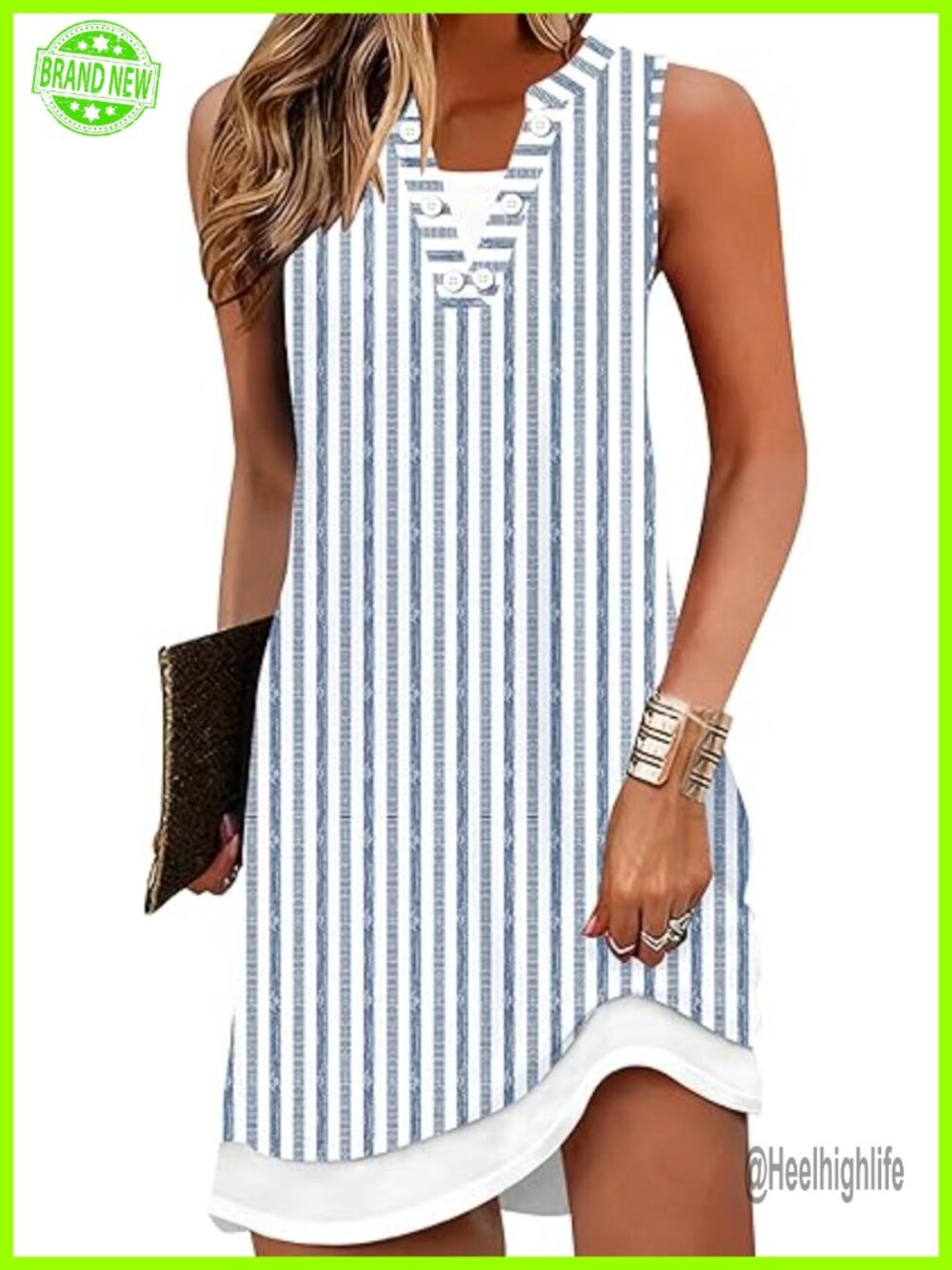 Womens Summer Casual Button Down V Neck Sleeveless Boho Floral A-Line Dress